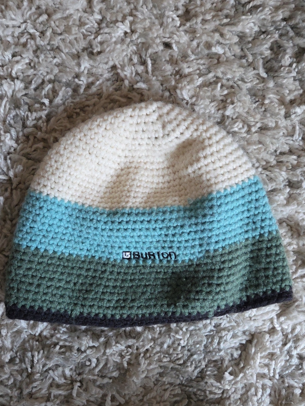 Burton Cream, Teal & Olive Striped Knit Beanie